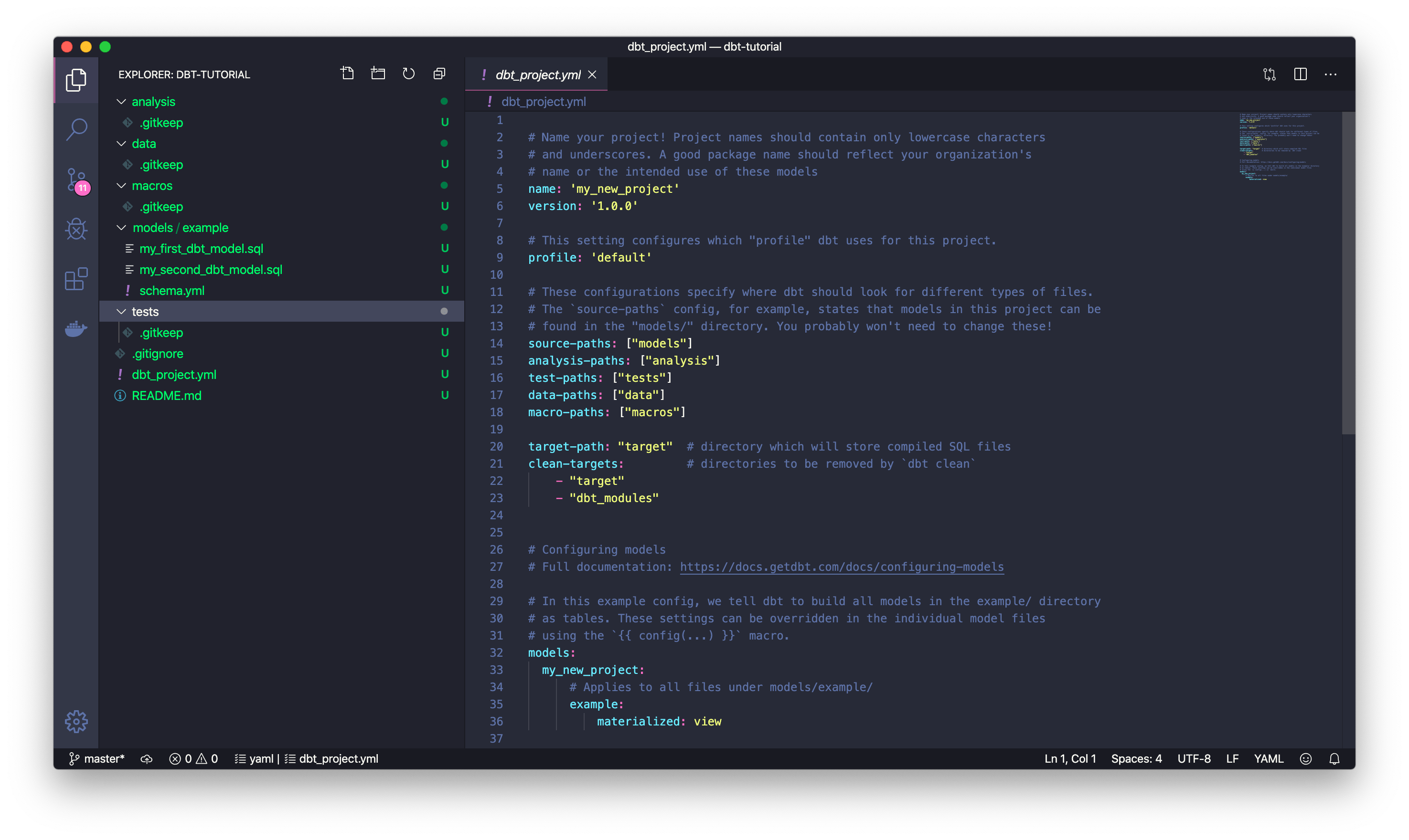 The starter project in a code editor The starter project in a code editor